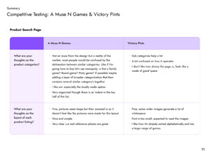 Product search page comparisons