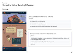 Competitive testing for gameknight redesign home page