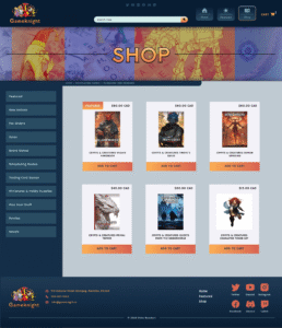 Desktop shop page.
